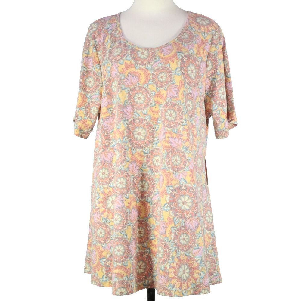 Blouse Top Lula Roe Size 3XL  Pastel White Daisy Floral NEW pink/yellow/blue